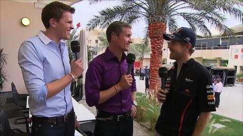 Jake Humphrey, David Coulthard and Sebastian Vettel