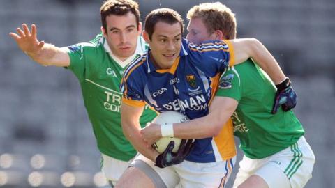 Fermanagh pair Niall Bogue and Daryl Keenan challenge John McGrath