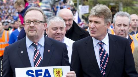 Jardine (right) led thousands of fans in protest on Saturday