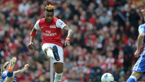 Cameroon's Alex Song in action for his English club Arsenal