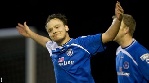 Sean Winter celebrates his second goal for Stranraer