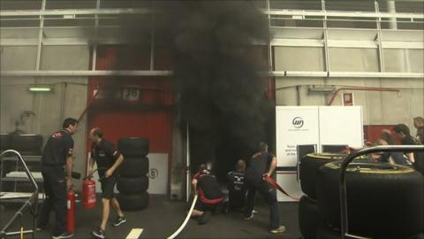Mechanics fight fire in the Williams garage