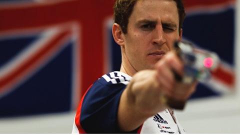 Nick Woodbridge shows his shooting skills in practice