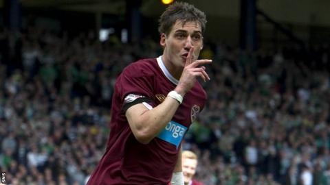 Rudi Skacel was on target when Hearts beat Celtic 2-1 in the Scottish Cup semi-final