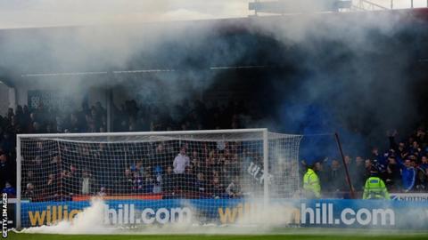 Rangers fans at Arbroath's Gayfield Park