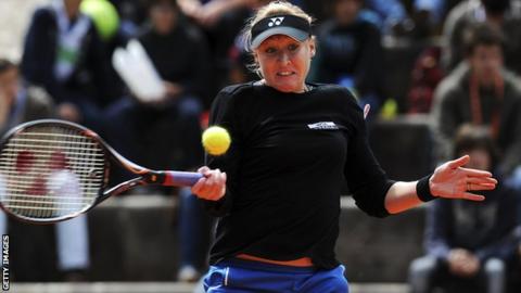 Elena Baltacha on court