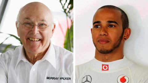 Murray Walker and Lewis Hamilton