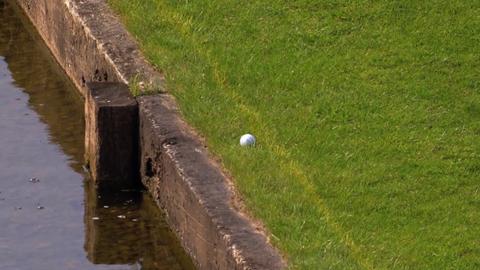Drysdale's ball bounces off the water and to safety