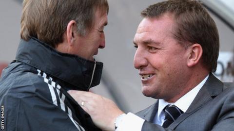 Kenny Dalglish and Swansea manager Brendan Rodgers