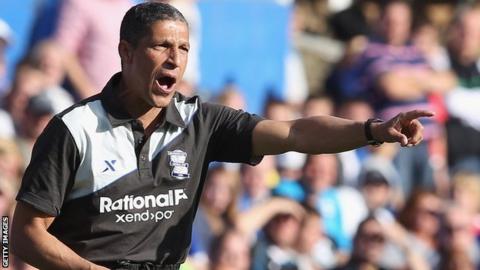 Chris Hughton looks on as Birmingham City manager