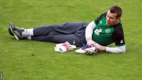 Shay Given sat out part of Thursday's training session at the Municipal Stadium in Gdynia