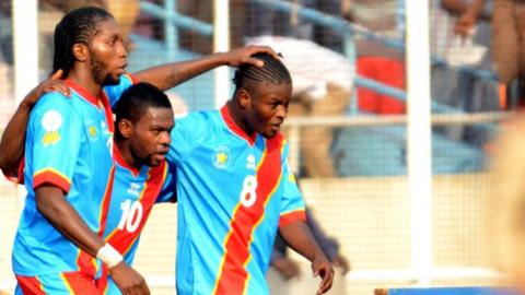 DR Congo players Dieumerci Mbokani, Matumona Zola and Trésor Mputu