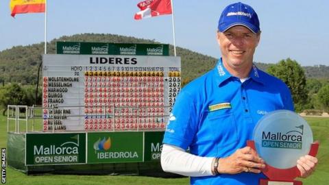 Gary Wolstenholme poses with the Mallorca Open Senior trophy