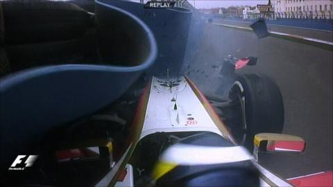 Pedro de la Rosa crashes in his HRT