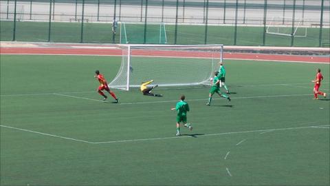 The Isle of Man in action against Guernsey at the Victoria Stadium in Gibraltar