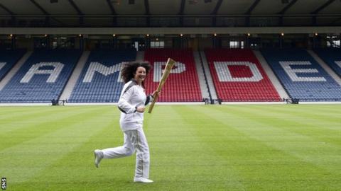 The Olympic flame at Hampden