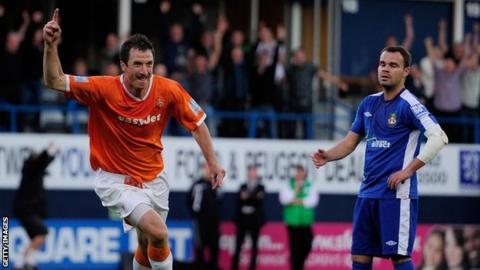 Zdenek Kroca of Luton Town celebrates a goal