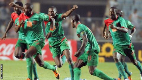Djoliba of Mali celebrate beating Tunisia's Club Africain