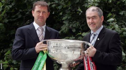 Kerry manager Jack O'Connor and Tyrone boss Mickey Harte