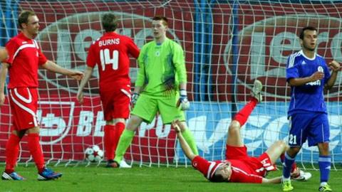 Nikola Rak celebrates after scoring the sixth goal