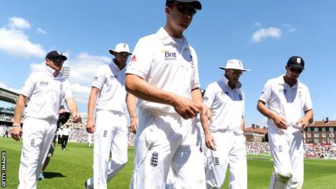 England players leave the pitch at The Oval