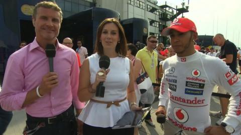 David Coulthard, Lee McKenzie and Lewis Hamilton
