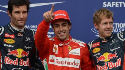 Mark Webber, Fernando Alonso & Sebastien Vettel
