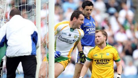 Michael Murphy celebrates after Colm McFadden's crucial first-half goal