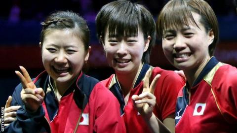 Kasumi Ishikawa, Ai Fukuhara and Sayaka Hirano of Japan