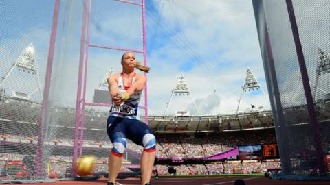 Sophie Hitchon competes in the hammer competition