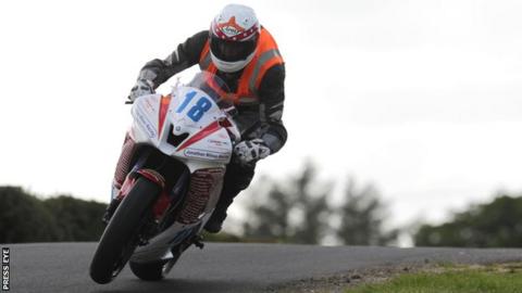 Lee Vernon in action at the Ulster Grand Prix meeting before his crash on Thursday