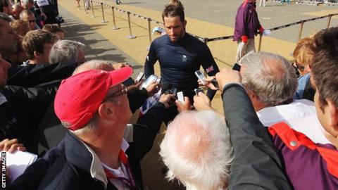 British sailor Ben Ainslie faces the media