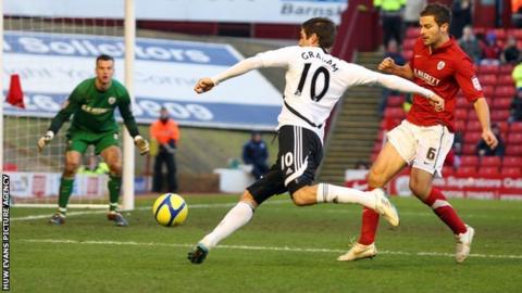 Danny Graham scored two goals for Swansea in their FA Cup win at Barnsley last season