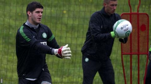 Celtic goalkeeper Fraser Forster at training on Friday