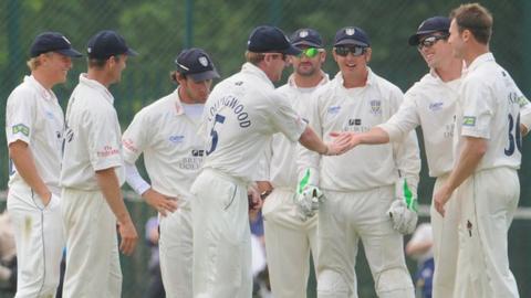 Durham celebrate a wicket