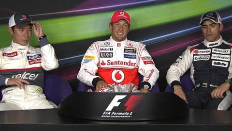 Kamui Kobayashi, Jenson Button and Pastor Maldonado