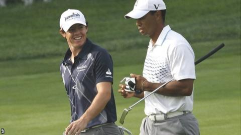 Rory McIlroy (left) and Tiger Woods