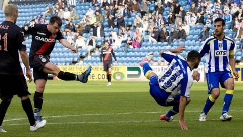 Paul McGowan scores for St Mirren against Kilmarnock