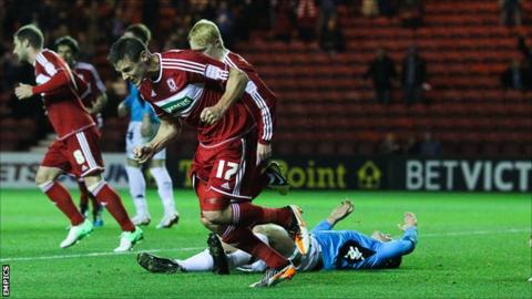 Lukas Jutkiewicz scores for Middlesbrough against Derby