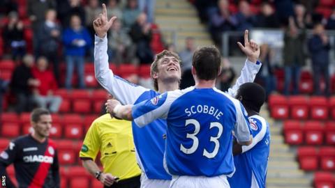 Davidson celebrates after scoring against St Mirren