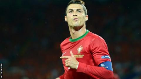 Ronaldo playing for Portugal