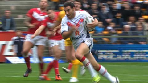 France Thomas Bosc (in white) scores against Wales