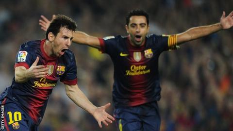 Barcelona stars Lionel Messi (left) and Xavi