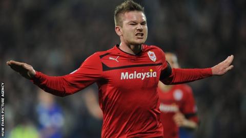 Aron Gunnarsson celebrates after scoring Cardiff's winner