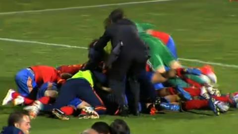 Spain's Women's national team celebrate beating Scotland