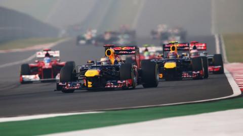 Sebastian Vettel leads the Indian Grand Prix
