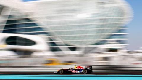 Mark Webber drives during practice for the Abu Dhabi Formula One Grand Prix at the Yas Marina Circuit