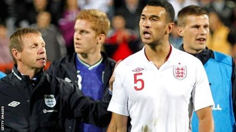 Steven Caulker (white shirt) at last month's acrimonious Under-21 play-off