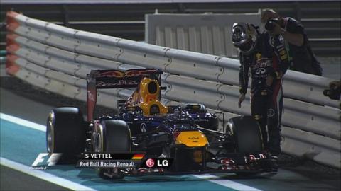 Sebastian Vettel parks his Red Bull