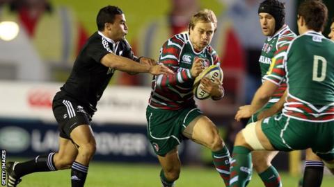 Mathew Tait in action for Leicester against New Zealand Maori